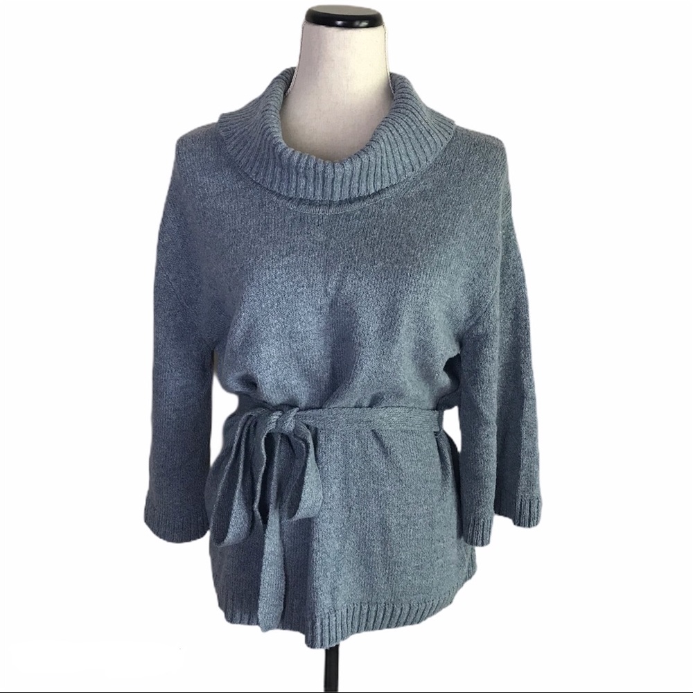 Cowl Neck belt boyfriend style oversized sweater